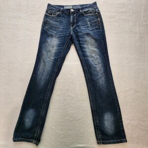 Bauhaus Straight Fit Jeans Mens 32x32 Blue Distressed Denim Rugged Skater Grunge
